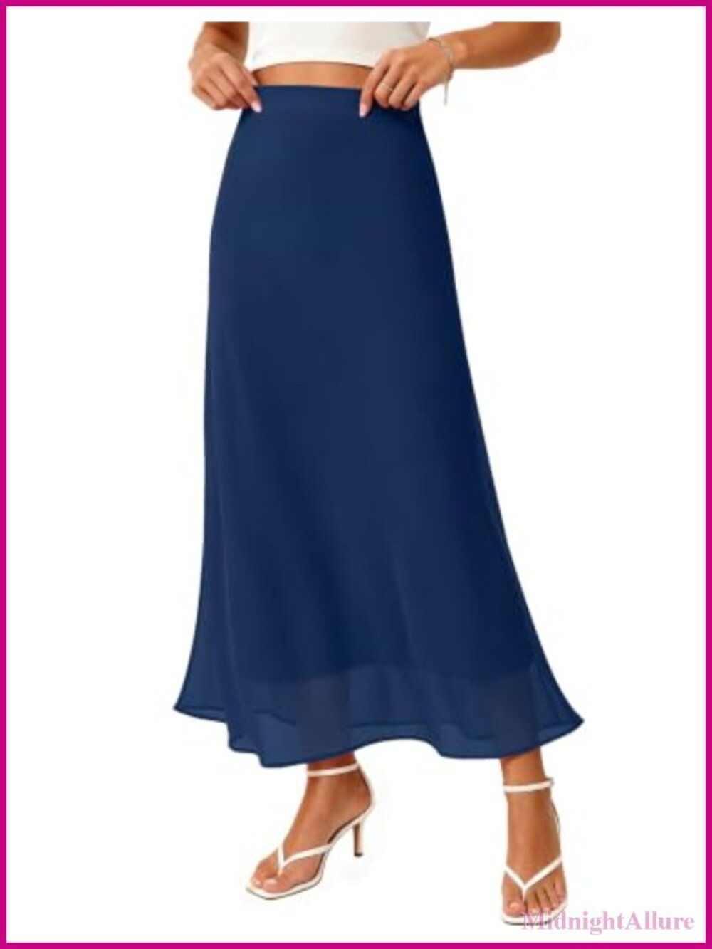 Women's Chiffon Maxi Skirt A-Line Lined High Elastic Waist